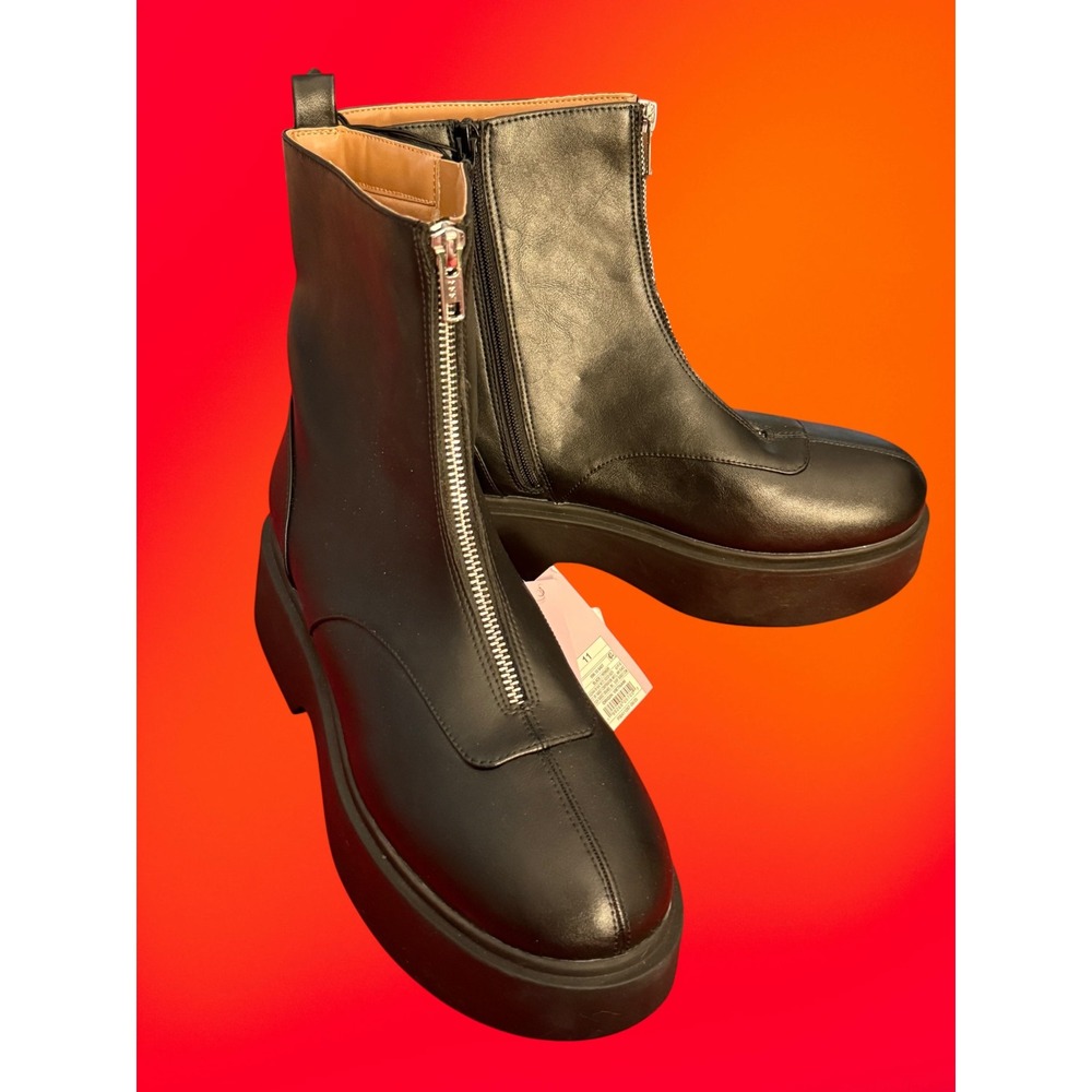 Wild Fable Black Front Zip Platform Ankle Boots Women 11 Chunky Sole New